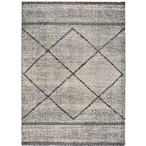 ECCOX - Hoogpolig tapijt van polypropyleen met jute voet, zacht en duurzaam tapijt, voor ingang, woonkamer, eetkamer, slaapkamer, kleedkamer, grijs (80 x 150 cm)