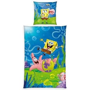 Spongebob beddengoed, kussensloop ca. 70x90 cm, dekbedovertrek ca. 140x200 cm, met soepel lopende ritssluiting, 100% katoen, renforcé