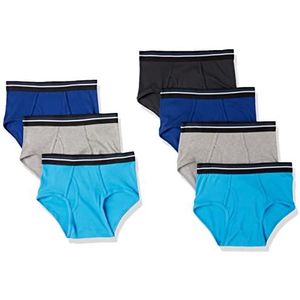 Amazon Essentials Men's Katoenen onderbroeken zonder labels, Pack of 7, Zwart/Blauw/Grijs, XL