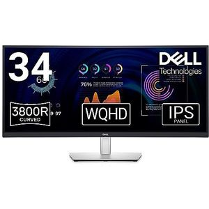 Dell 34 P3424WE - gebogen USB-C-hubmonitor 34'', WQHD (3440x1440), 60Hz, IPS, 21:9, 5ms, 99% sRGB, HDMI, DisplayPort, USB-C, USB, LAN