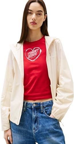 Tommy Jeans Windjack met capuchon voor dames, Beige (Woestijnzandduin), XXS