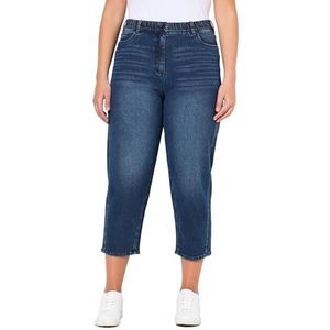 Ulla Popken Dames Mom, conische pijpen, comfortabele denim jeans, donkerblauw (dark blue denim), 33W / 32L