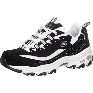 Skechers D'LITES-BIGGEST FAN dames Sneakers, zwart (Black Trubuck/White Mesh/Silver Trim Bkw)., 37.5 EU