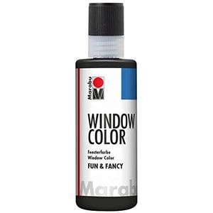 Marabu Window Color fun & fancy, 04060004173, kleur zwart, 80 ml, raamverf op waterbasis, verwijderbaar op gladde oppervlakken zoals glas, spiegels, tegels en folie