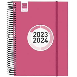 Finocam - Agenda Espir Color 2023/2024, 1 dag pagina september 2023 - augustus 2024 (12 maanden), Spaans roze