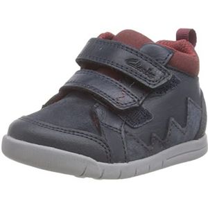 Clarks Rex Park T Sneakers voor jongens, Navy Leather, 22.5 EU