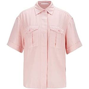 BOSS Dames C Bawakine blouse met korte mouwen van linnen met borstzakken, roze, 42
