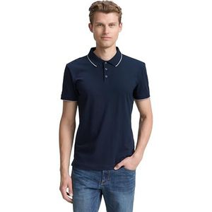 TOM TAILOR - Poloshirt - Navy / Wit - Slanke Pasvorm - Kwartmouw