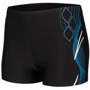 ARENA Zwemshort met logo voor kinderen en jongeren, 1 stuks, zwart-blauwchin-wit, 8-9 Jaar
