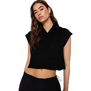 Trendyol FeMan Regular fit Basic Polo Neck Knitwear Trui, Zwart, M, Zwart, M