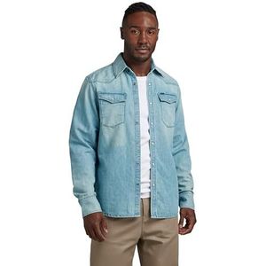 G-STAR RAW Men's 3301 Straight Shirt, Blue (Sun Faded Cadet Blue D12698-D303-D897), S, blauw (Sun Faded Cadet Blue D12698-d303-d897), S