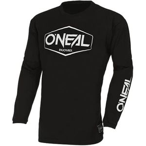 O'NEAL Motocross shirt lange mouwen | kinderen | MX MTB mountainbike | 100% katoen, ergonomische slim fit snit voor perfecte pasvorm | Element Youth Cotton Jersey V.22, zwart/wit, 6 Jaar