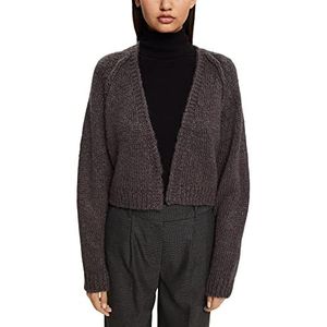 ESPRIT Cropped cardigan van wolmix, 010/antraciet, L