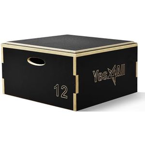 Yes4All Stapelbare Houten Plyo Box/Plyometrische Jump Box - Zwart 30,5 cm