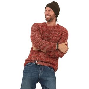 Joe Browns Klassieke geribbelde vissersgebreide trui met ronde hals voor heren, Oranje, XXL