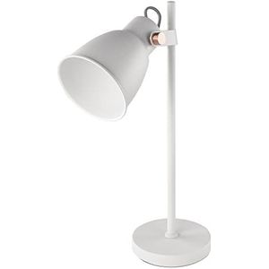 EMOS Design bureaulamp JULIAN van metaal, vintage tafellamp met E27-fitting, bedlampje met voeding, leeslamp met verstelbare lichtkap en 150 cm kabel, wit, zonder lamp Z7621W