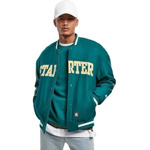 Starter - Black Label - Collegejas - Rood-Groen - Kunstleren Mouwen, Geborduurd Logo