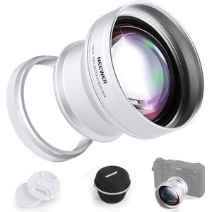 Neewer 49 mm 1,5 x teleconverter extra lens, compatibel met Fujifilm X100 X100S X100F X100T X100V X100VI camera's, HD optisch glas, multi-gecoat, zilver, LS-61