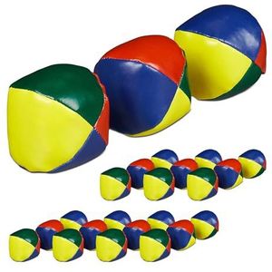 Relaxdays jongleerballen, set van 24, Ø 6,5 cm, beginner & professional, PVC, zand, kinderen & volwassenen, meerkleurig