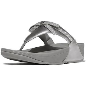 Fitflop Lulu Glitter-sandalen voor dames, lederen teen-post, zilverkleurig, 39 EU
