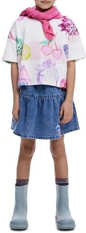 Desigual - Cropped T-shirt - Katoen - Met Stempels - Korte Mouwen