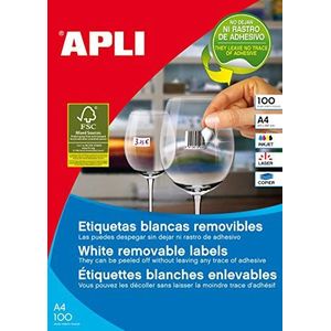 APLI 3059 - Verwijderbare witte etiketten 210,0 x 148,0 mm 100 vel
