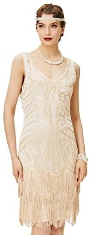 BABEYOND - Damesjurk - Beige - Jaren '20-Retrostijl - Flapper - Feestjurk