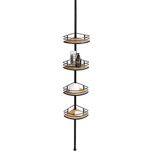 Wenko Rinconera Telescopisch roestvrijstalen Dolcedo Bamboo, metaal, zwart, 31 x 65-275 x 23 cm