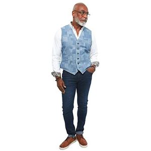 Joe Browns Heren Subtiele Patchwork Button Up Vest Blauw, 42