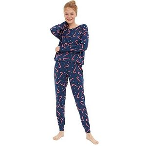 TRENDYOL Pajama Set - Navy Blue - Graphic, Meerkleurig, XL