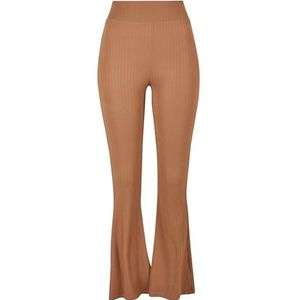 Urban Classics Dameslegging met hoge taille, rib flared leggings, stoffen broek voor vrouwen met wijde pijpen, in 2 kleuren, maten XS - 5XL, dark aupe, XL