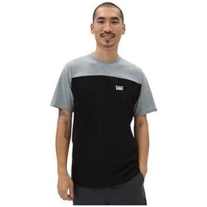 Vans Script Crew Block Ss T-shirt voor heren, Zwart-grijs Heather, S
