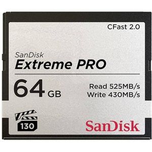 SanDisk Extreme PRO CFast 2.0-Geheugenkaart 64 GB (Voor Camera's En Camcorders, VPG-130, 4K-Video, Schrijfsnelheden Tot 430 MB/s, RescuePRO Deluxe-Software)
