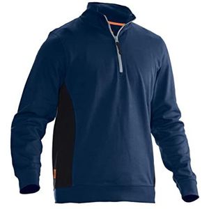 Jobman J5401-blauw/zwart-XL sweatshirt met kraag 1/2 rits kledingmaat: XL donkerblauw, zwart