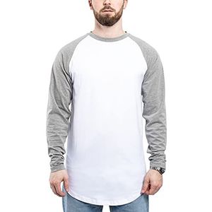 Blackskies T-shirt met lange mouwen en ritssluiting aan de zijkant, lange oversized mode, basic, longsleeve voor heren, longshirt met ritssluiting, diverse kleuren, wit-grijs, M