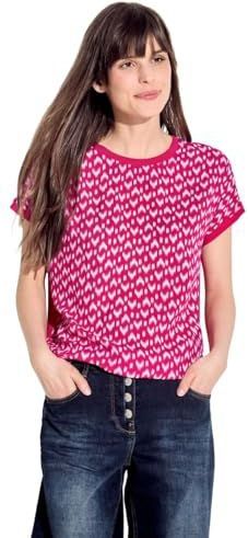 Cecil - Mat-Mix AOP - T-shirt - Roze Sorbet