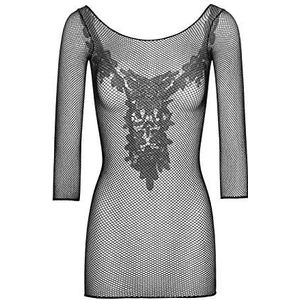 Leg Avenue 86609 - visnet mini-jurk met een applicatie van Venetië kant, zwart (maat: eenheidsmaat)