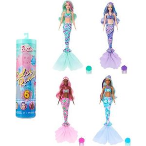 Barbie Color Reveal Pop en Accessoires, met 6 verrassingen, zeemeerminserie met van kleur veranderend topje, HRK12