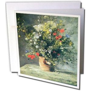 3drose Renoirs mooie bloemen in een vaas afbeelding - wenskaarten, 6 van foto, set 6 (GC 155412 1)