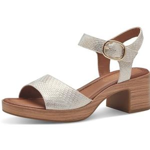 Jana Softline 8-28374-42 938 Gold Comb Platte comfortabele extra brede alledaagse schoen feestelijke elegante sandalen met hak, 36 EU breed, Gouden kam, 36 EU Breed