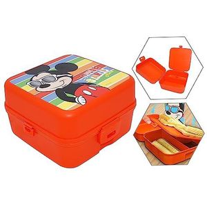 HOVUK Mickey Mouse Lunchbox voor kinderen 13 cm | 3 compartimenten lunchcontainer met klikslot, voedselveilige snackbox voor school of reizen vanaf 3 jaar