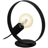 EGLO Tafellamp Frijolas, 1-lichts nachtlampje in industrieel en minimalistisch design, nachtlamp van zwart metaal, tafel lamp voor woonkamer met schakelaar, E27 fitting