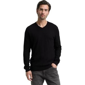 TOM TAILOR - Trui - Zwart - Recht Model - V-hals - Lange Mouw