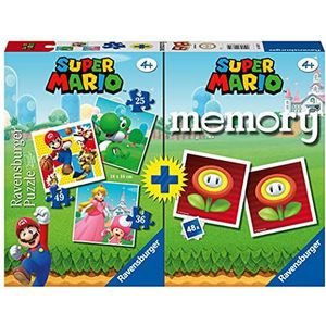 Ravensburger - Multipack Super Mario, Memory® 48 kaarten + 3 puzzels kinderen 25/36/49 stukjes, 4+ jaar