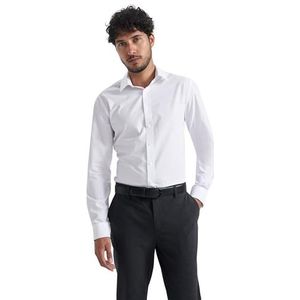 DeFacto Vrijetijdshemden en klederdrachtoverhemden voor heren, klassiek herenhemd, regular fit, polohals, wit, M