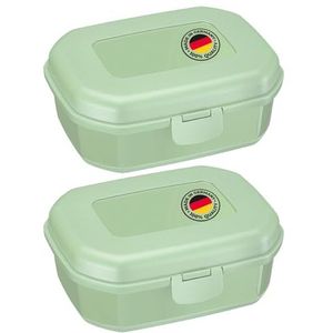 Westmark 2x lunchbox/snackbox, met kliksluiting, hoogte: ca. 7,4 cm, kunststof, maxi, groen, 235222EM