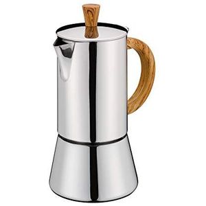 Cilio Figaro Espressomachine, roestvrij staal, geschikt voor alle warmtebronnen, Ø 8,5 cm, vaatwasmachinebestendig, mokkakan, espresso-apparaat voor 4 kopjes, camping-koffiekoker