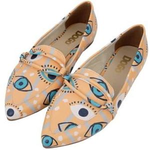 DOGO Dames veganistisch leer oranje platte schoenen - See You Patroon, Meerkleurig, 38 EU