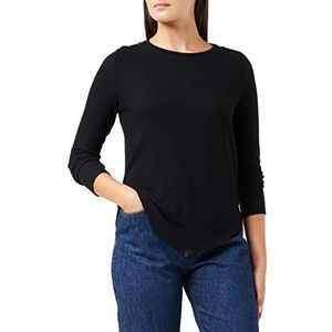 TOM TAILOR Denim Dames Basic shirt met lange 1034331, 14482 - Deep Black, M