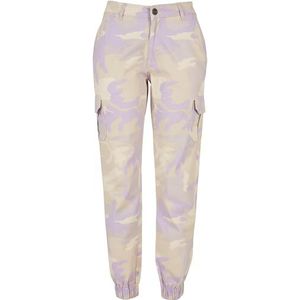 Urban Classics Cargobroek voor dames, hoge taille, camouflage-look, verkrijgbaar in vele kleurvarianten, Lila camo, 28